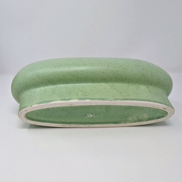 Vintage Mid-Century Stanford Sebring Ohio pottery ceramic planter speckled mint - Picture 6 of 7